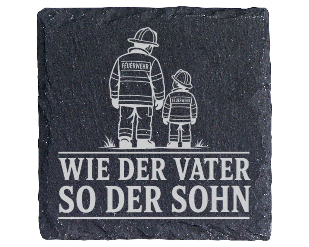 Schiefer Untersetzer Feuerwehr Vater und Sohn - Geschenk für Papa zum  – Bild 1