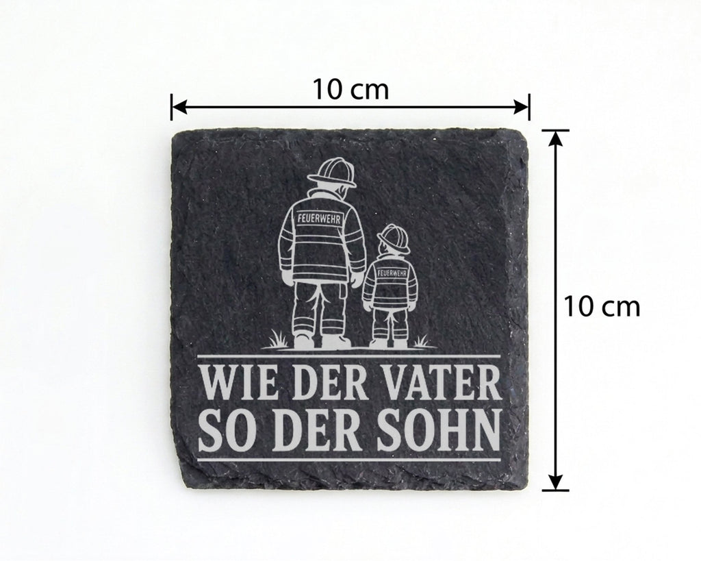 Schiefer Untersetzer Feuerwehr Vater und Sohn - Geschenk für Papa zum  – Bild 4