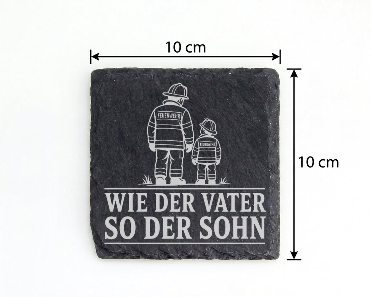 Schiefer Untersetzer Feuerwehr Vater und Sohn - Geschenk für Papa zum  – Bild 4