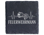 Schiefer Untersetzer Feuerwehrmann Herzschlag - Geschenk für Freiwilli – Bild 1