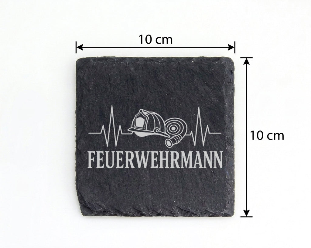 Schiefer Untersetzer Feuerwehrmann Herzschlag - Geschenk für Freiwilli – Bild 4