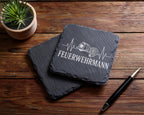 Schiefer Untersetzer Feuerwehrmann Herzschlag - Geschenk für Freiwilli – Bild 5