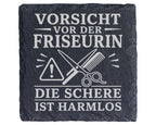 Schiefer Untersetzer Friseurin Vorsicht vor der die Schere ist harmlos – Bild 1