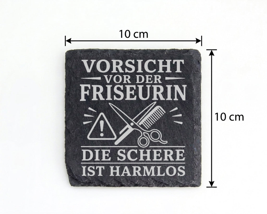 Schiefer Untersetzer Friseurin Vorsicht vor der die Schere ist harmlos – Bild 4