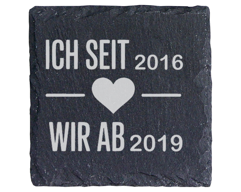 Schiefer Untersetzer Personalisiert Mit Wunschdatum Herz Ich Seit Wir  – Bild 1