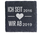Schiefer Untersetzer Personalisiert Mit Wunschdatum Herz Ich Seit Wir  – Bild 1