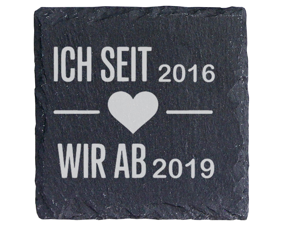 Schiefer Untersetzer Personalisiert Mit Wunschdatum Herz Ich Seit Wir  – Bild 1