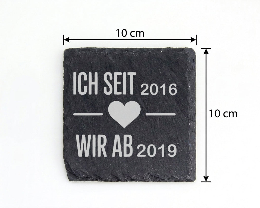 Schiefer Untersetzer Personalisiert Mit Wunschdatum Herz Ich Seit Wir  – Bild 4