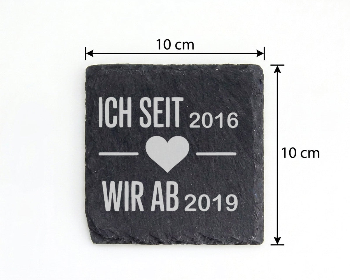 Schiefer Untersetzer Personalisiert Mit Wunschdatum Herz Ich Seit Wir  – Bild 4