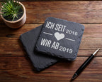 Schiefer Untersetzer Personalisiert Mit Wunschdatum Herz Ich Seit Wir  – Bild 5