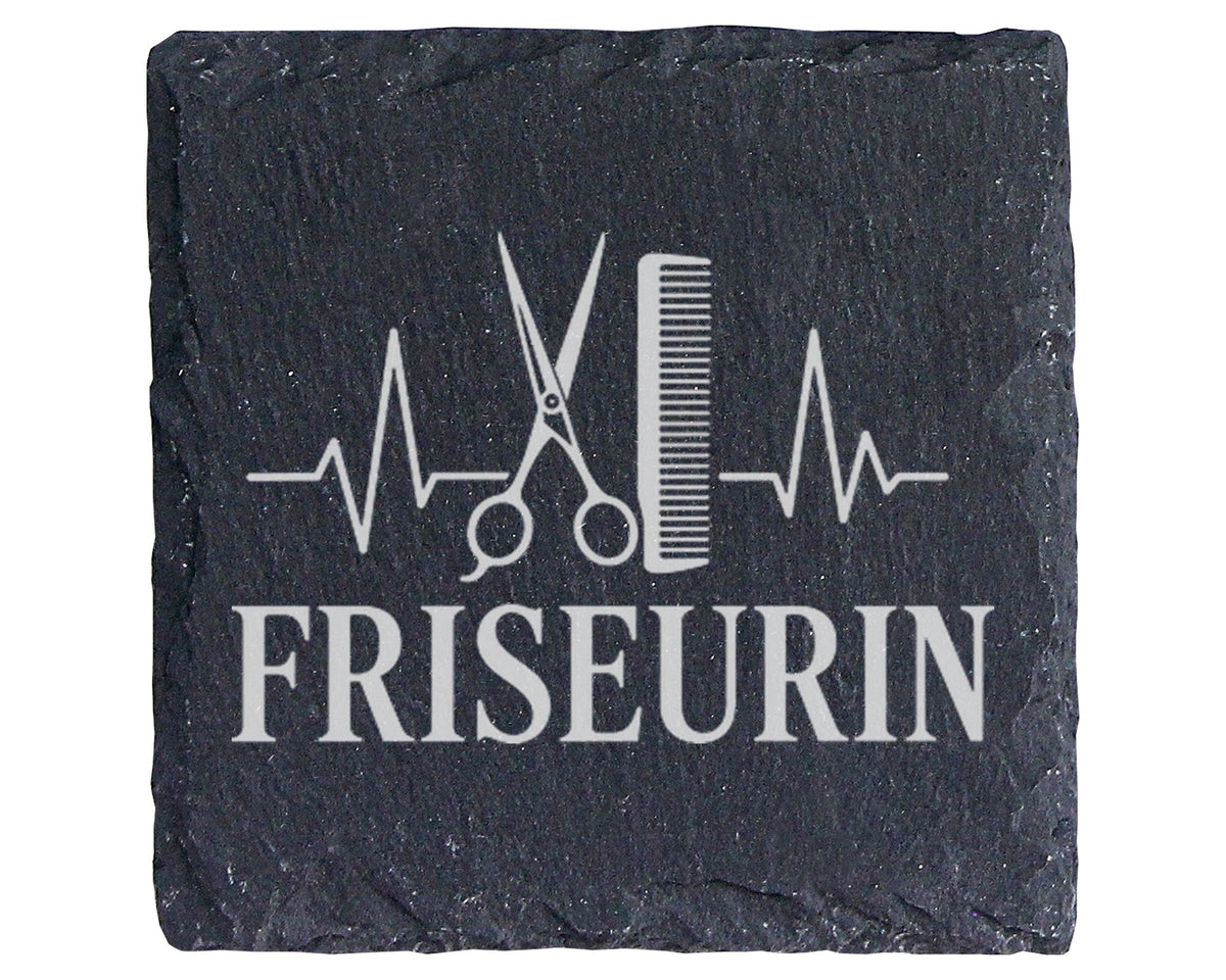 Schiefer Untersetzer Friseurin Herzschlag - Geschenk für Friseurmeiste – Bild 1