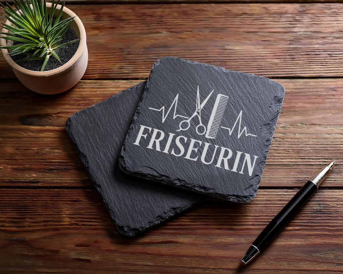 Schiefer Untersetzer Friseurin Herzschlag - Geschenk für Friseurmeiste – Bild 5
