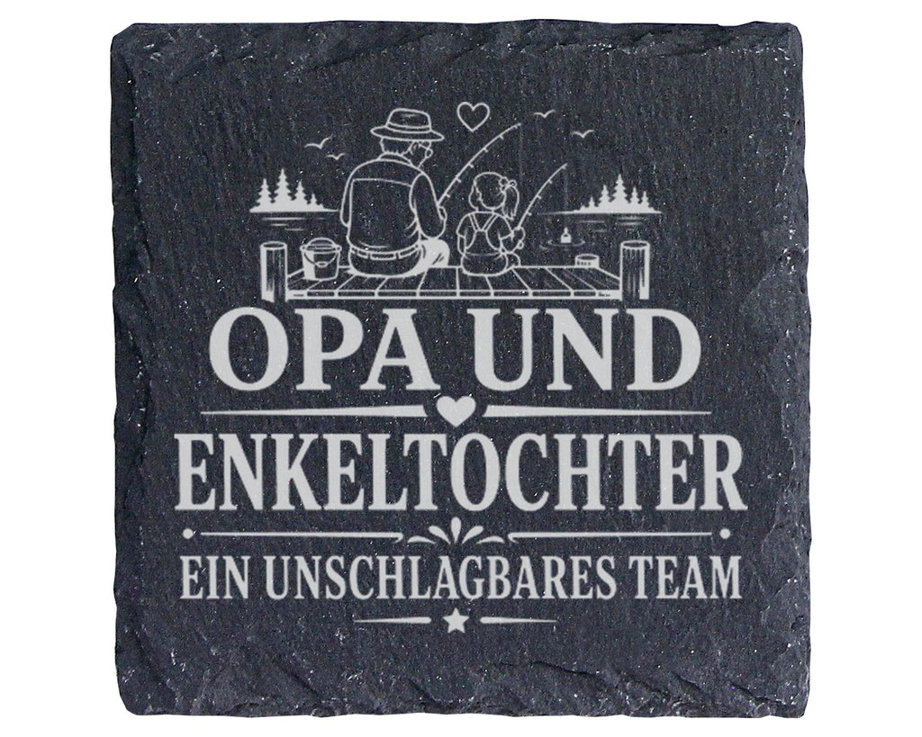 Schiefer Untersetzer Opa und Enkeltochter ein unschlagbares Team - Ges – Bild 1