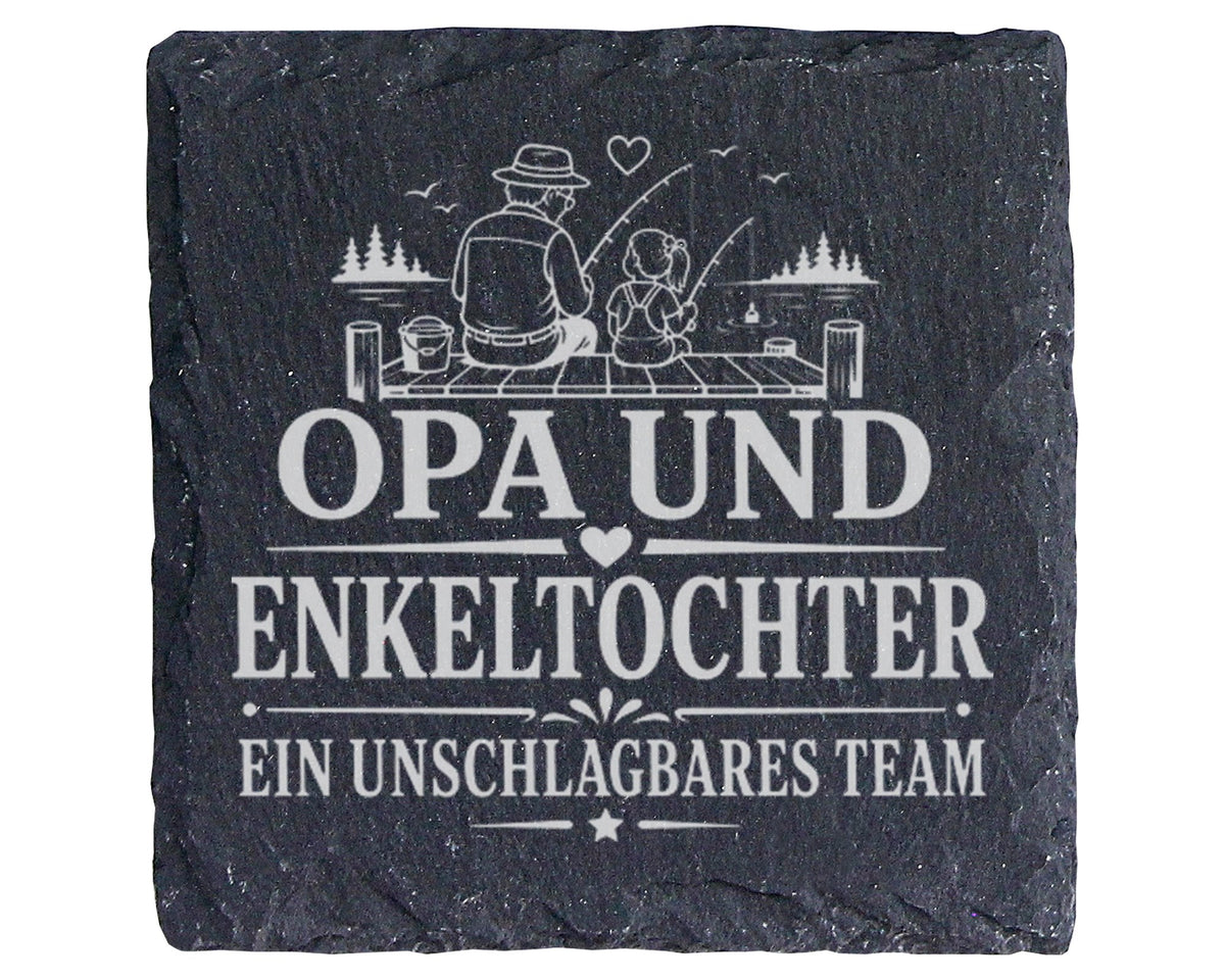 Schiefer Untersetzer Opa und Enkeltochter ein unschlagbares Team - Ges – Bild 1