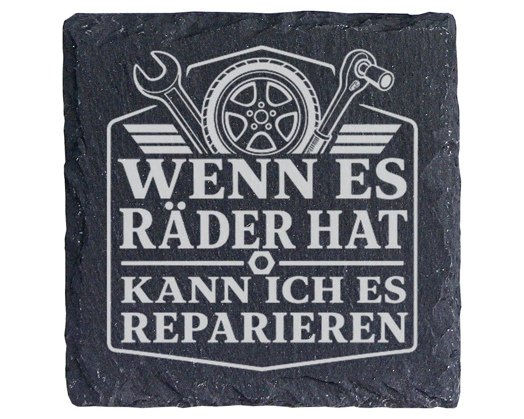 Schiefer Untersetzer KFZ Mechaniker Wenn es Räder hat kann ich reparie – Bild 1