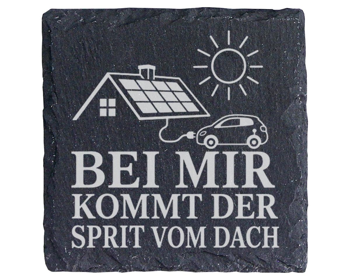 Schiefer Untersetzer Bei mir kommt der Sprit vom Dach - Solaranlage Ge – Bild 1