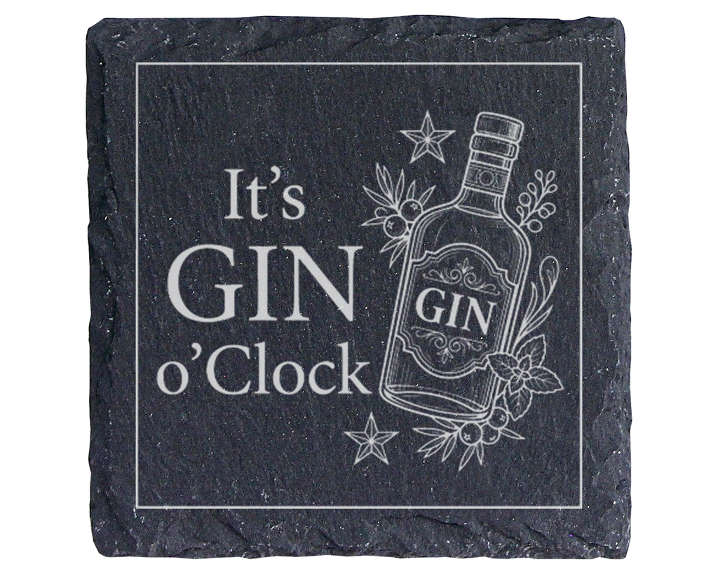 Gin Untersetzer Schiefertafel, It's GIN o'Clock Geschenk, Gin Liebhabe – Bild 1