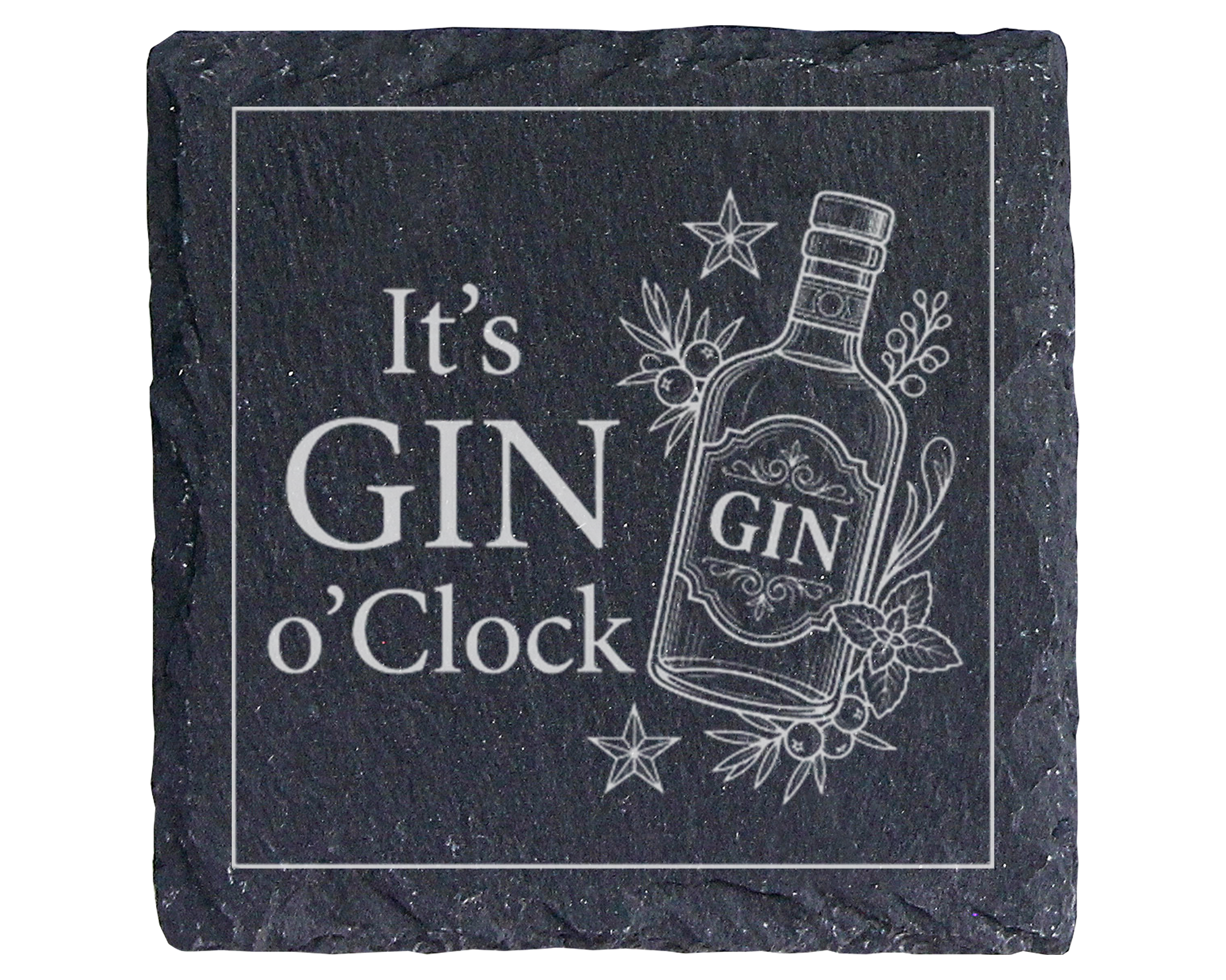 Gin Untersetzer Schiefertafel, It's GIN o'Clock Geschenk, Gin Liebhabe – Bild 1