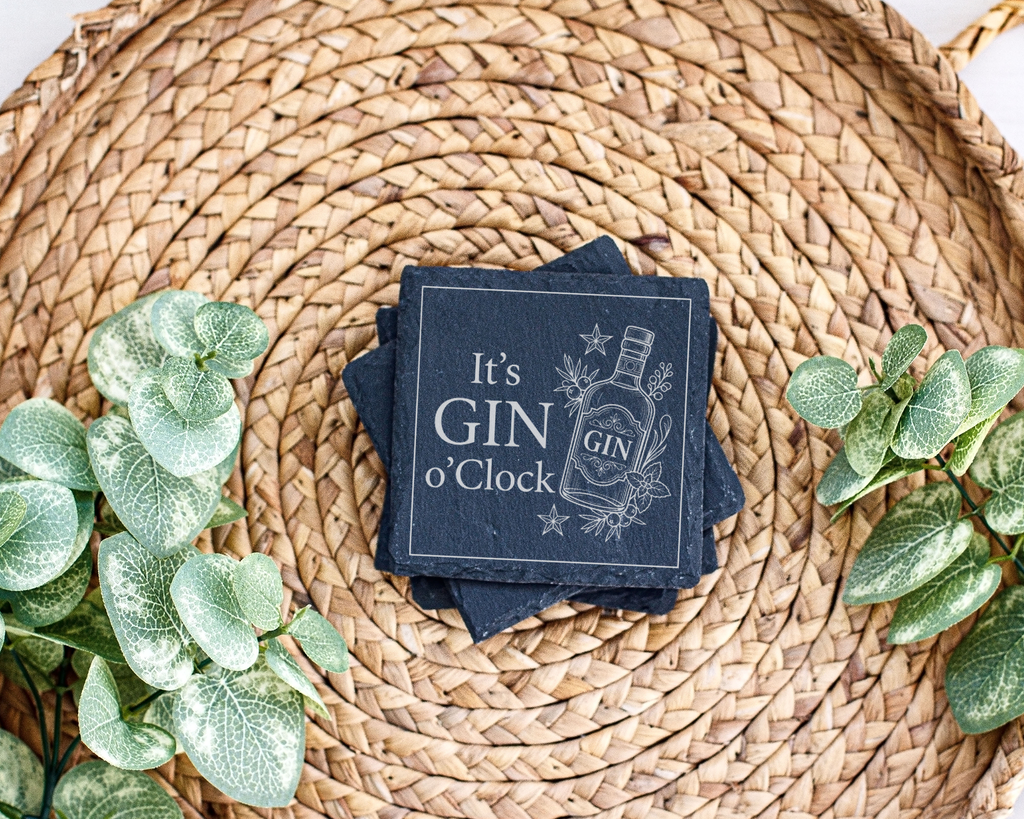 Gin Untersetzer Schiefertafel, It's GIN o'Clock Geschenk, Gin Liebhabe – Bild 3