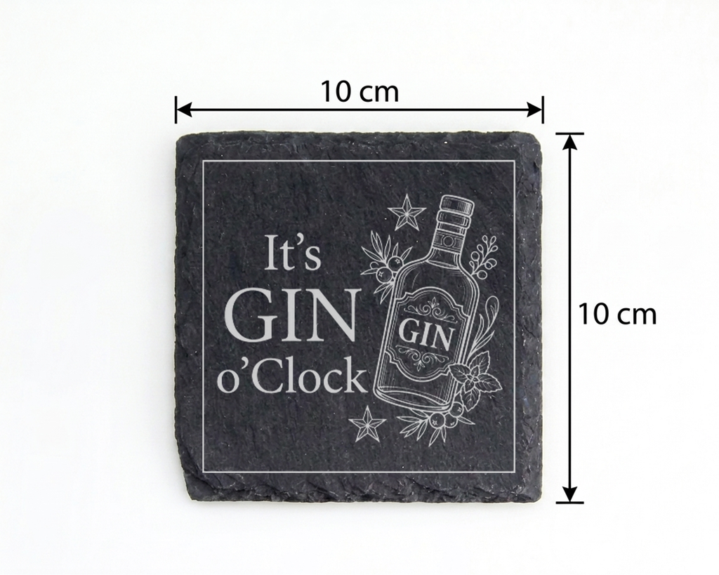 Gin Untersetzer Schiefertafel, It's GIN o'Clock Geschenk, Gin Liebhabe – Bild 4