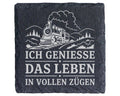 Schiefer Untersetzer Ich genieße das Leben in vollen Zügen - Eisenbahn – Bild 1