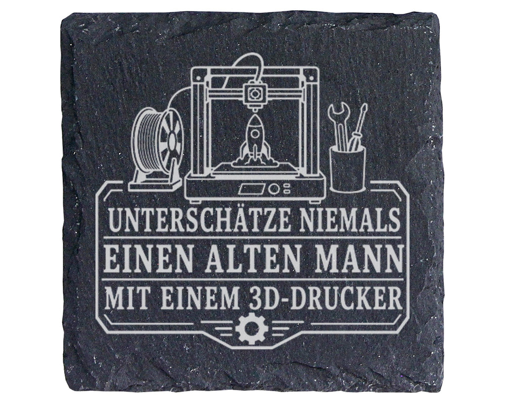 Schiefer Untersetzer Unterschätze niemals einen alten Mann mit 3D-Druc – Bild 1