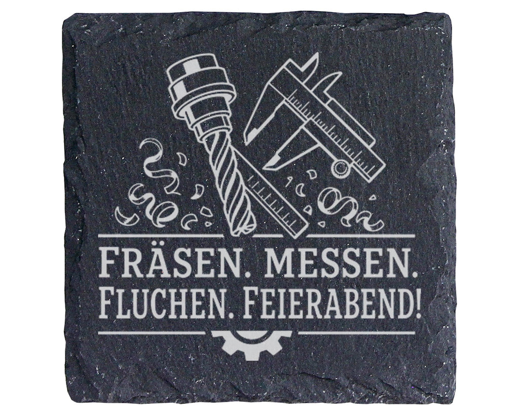 Schiefer Untersetzer Fräsen Messen Fluchen Feierabend - Geschenk für Z – Bild 1