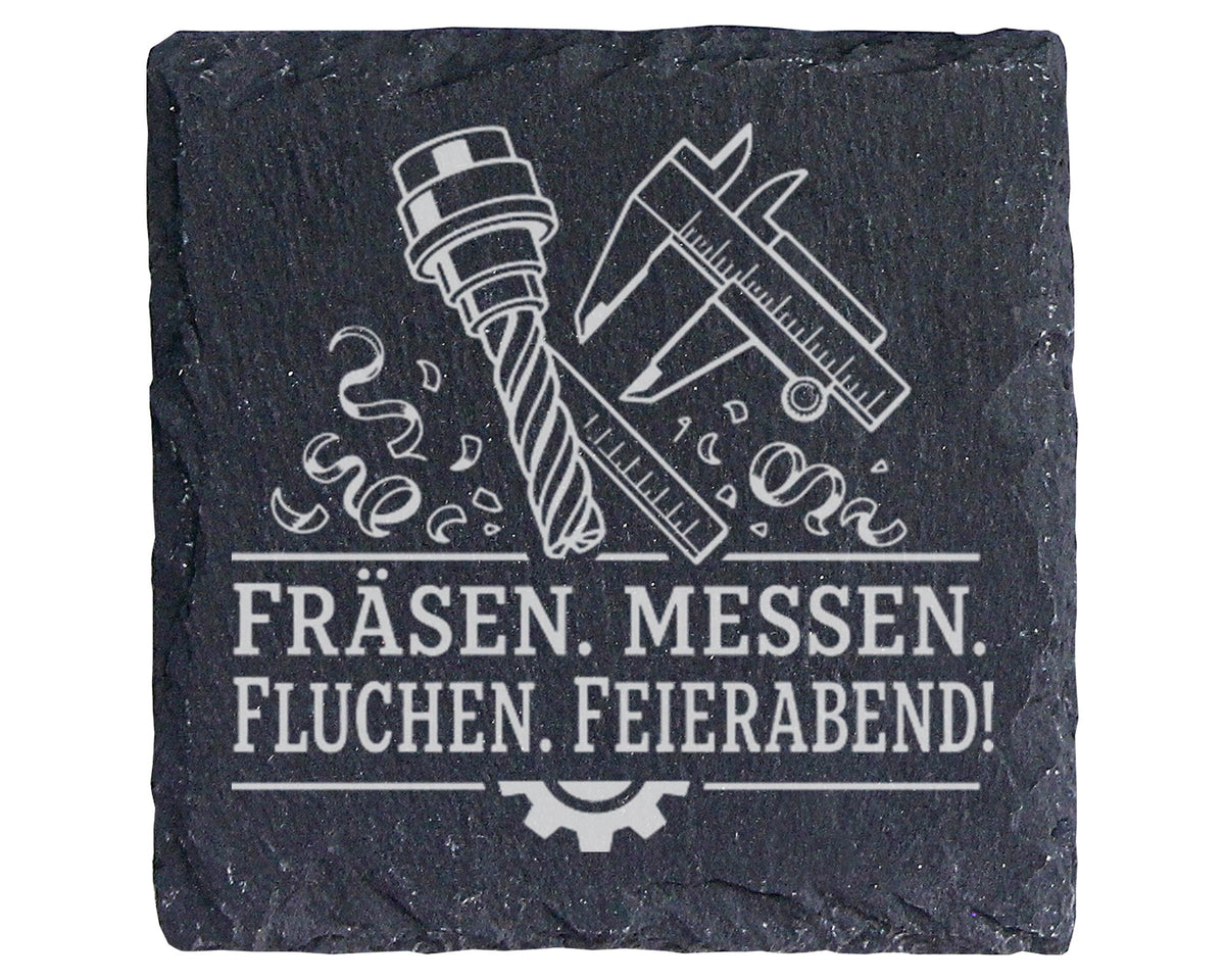 Schiefer Untersetzer Fräsen Messen Fluchen Feierabend - Geschenk für Z – Bild 1
