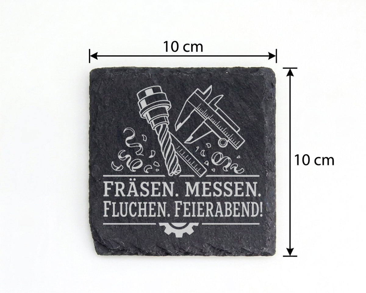 Schiefer Untersetzer Fräsen Messen Fluchen Feierabend - Geschenk für Z – Bild 4