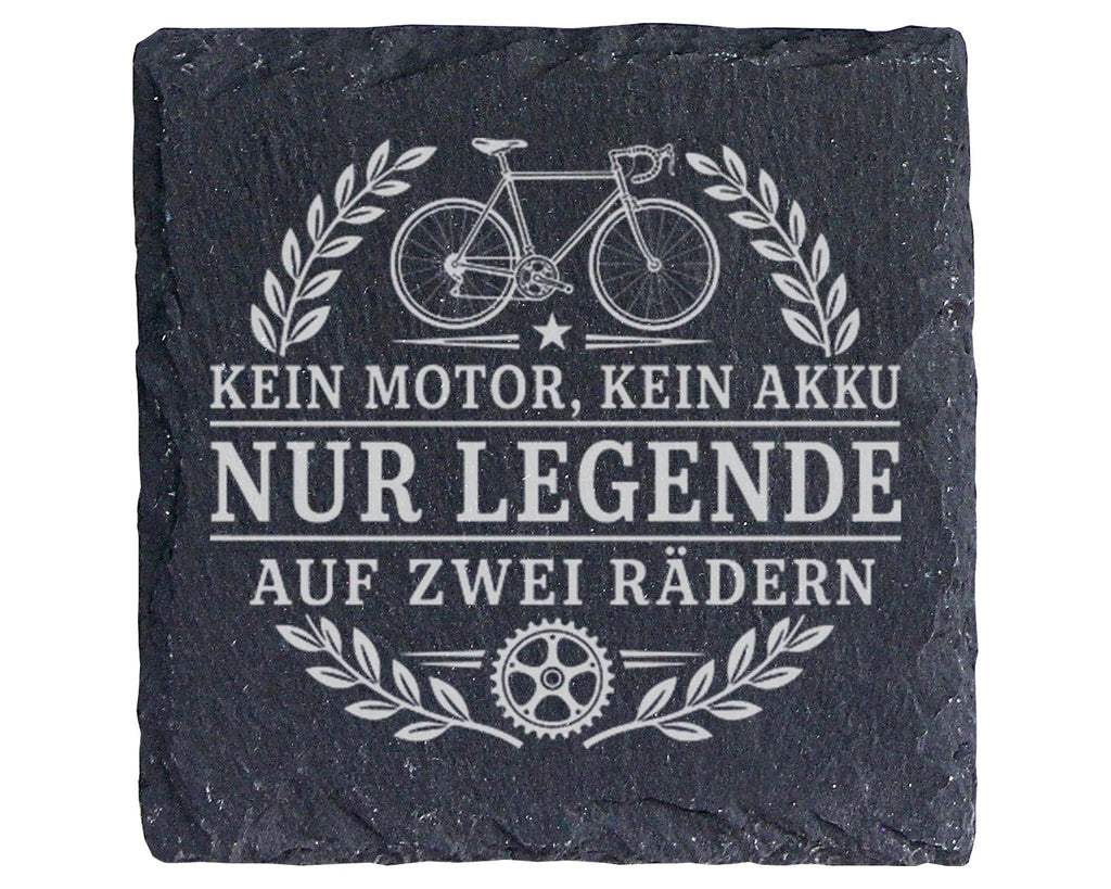 Schiefer Untersetzer Ohne Motor kein Akku nur Legende auf zwei Rädern  – Bild 1