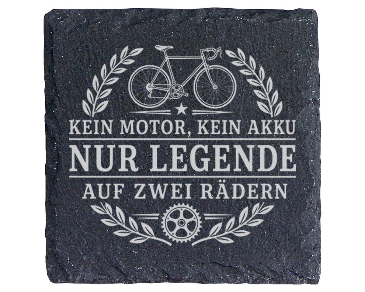 Schiefer Untersetzer Ohne Motor kein Akku nur Legende auf zwei Rädern  – Bild 1