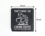 Schiefer Untersetzer Schildkröte Drink Coffee Hate People - Lustiges G – Bild 4