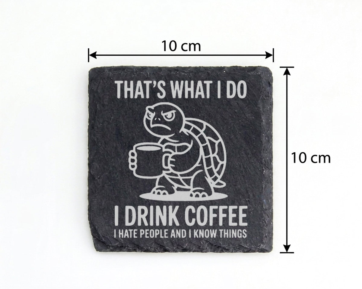 Schiefer Untersetzer Schildkröte Drink Coffee Hate People - Lustiges G – Bild 4