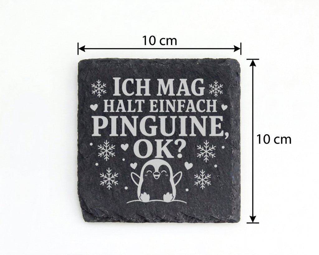 Schiefer Untersetzer Ich mag halt einfach Pinguine - Süßes Geschenk fü – Bild 4