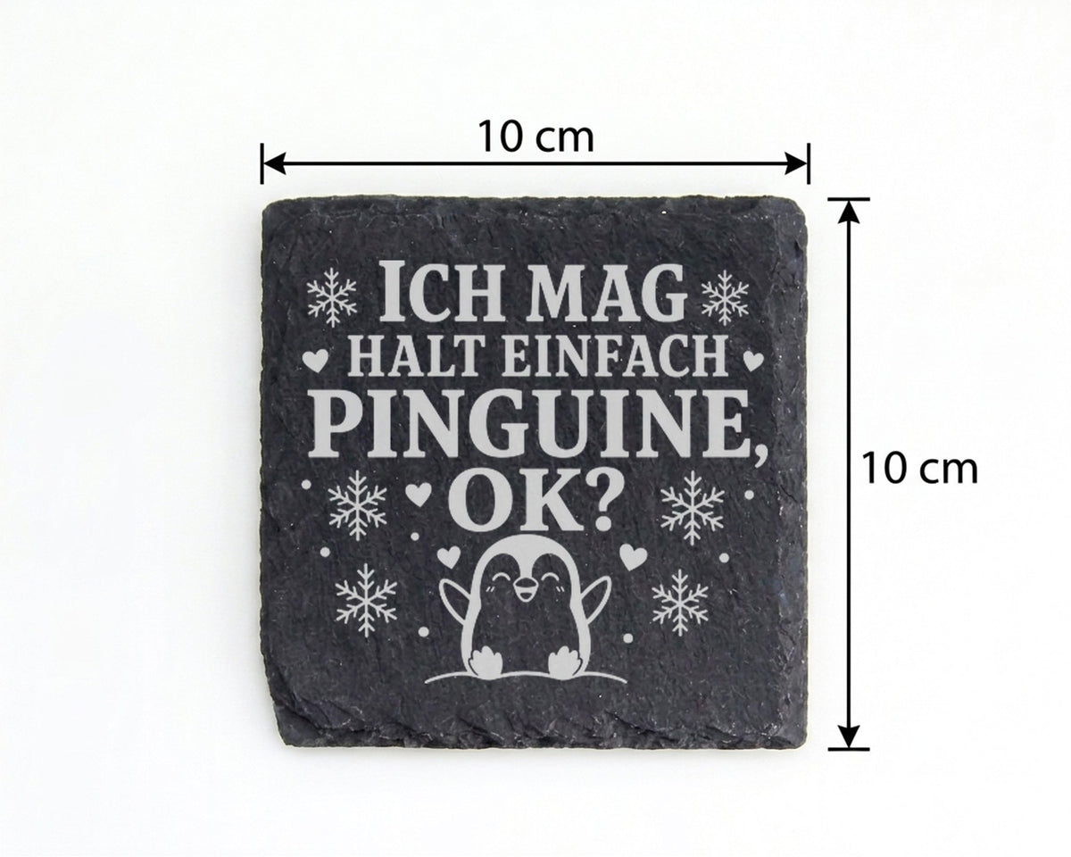 Schiefer Untersetzer Ich mag halt einfach Pinguine - Süßes Geschenk fü – Bild 4