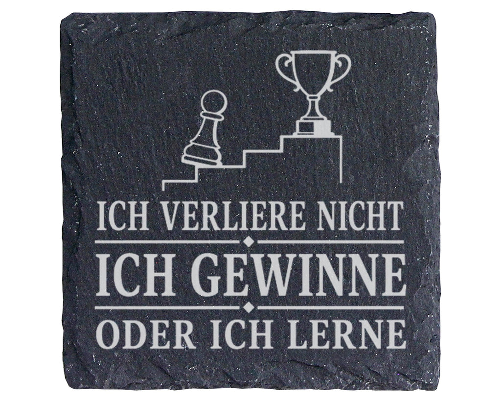 Schiefer Untersetzer Schach Ich verliere nicht gewinne oder lerne - Ge – Bild 1
