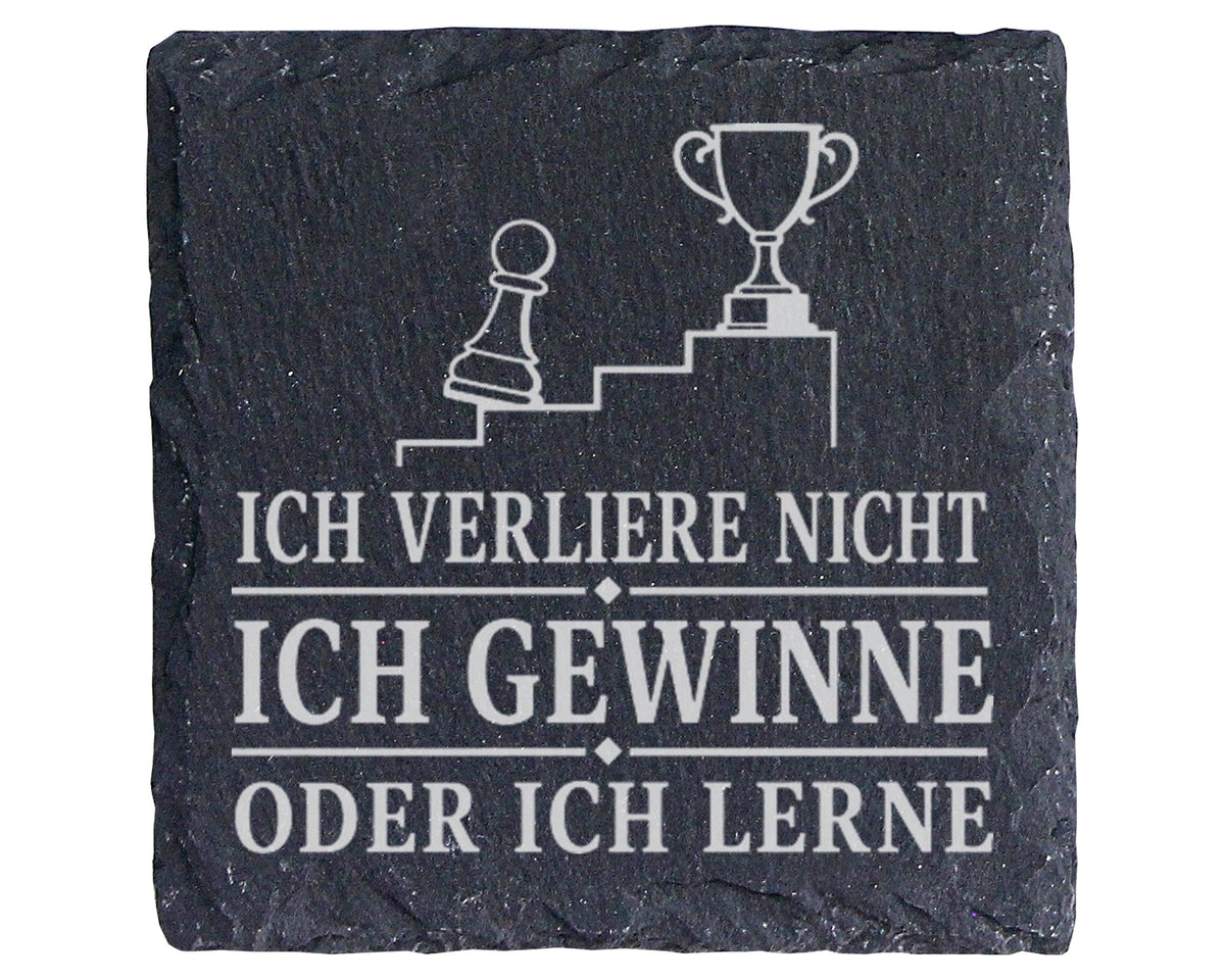 Schiefer Untersetzer Schach Ich verliere nicht gewinne oder lerne - Ge – Bild 1