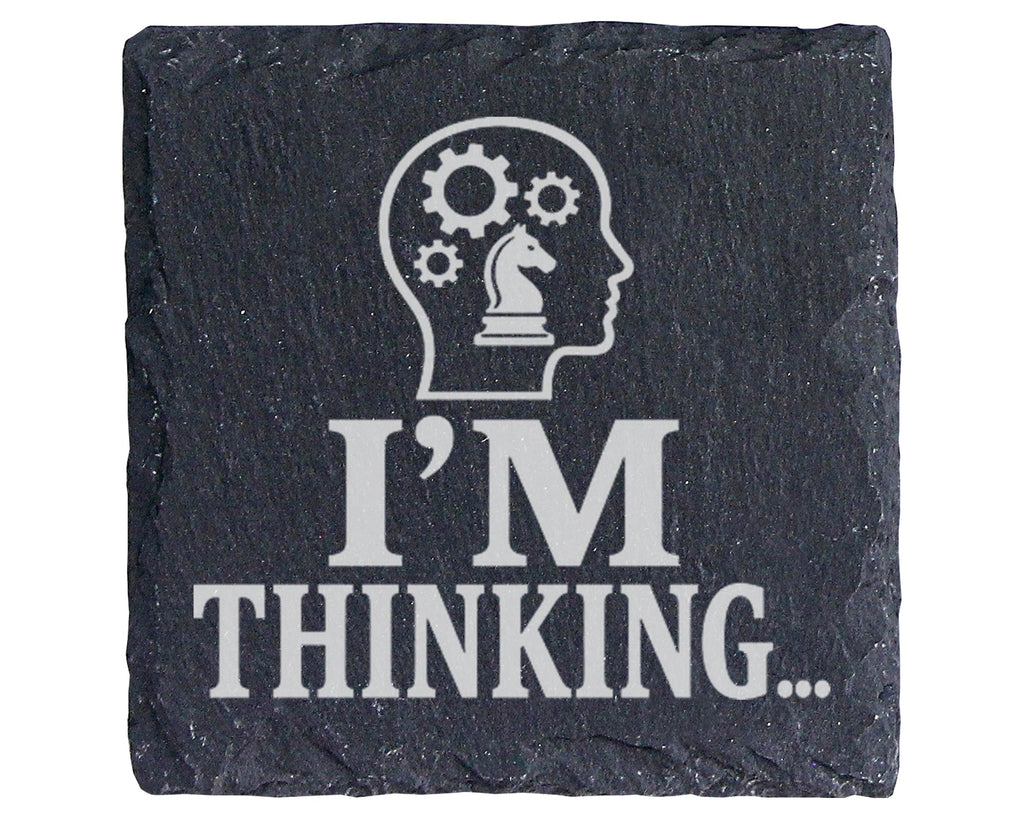 Schiefer Untersetzer Schach I'm Thinking - Geschenk für Schachspieler, – Bild 1