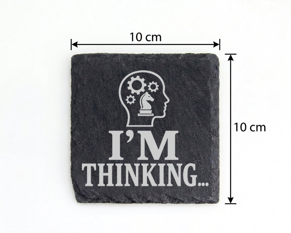 Schiefer Untersetzer Schach I'm Thinking - Geschenk für Schachspieler, – Bild 4
