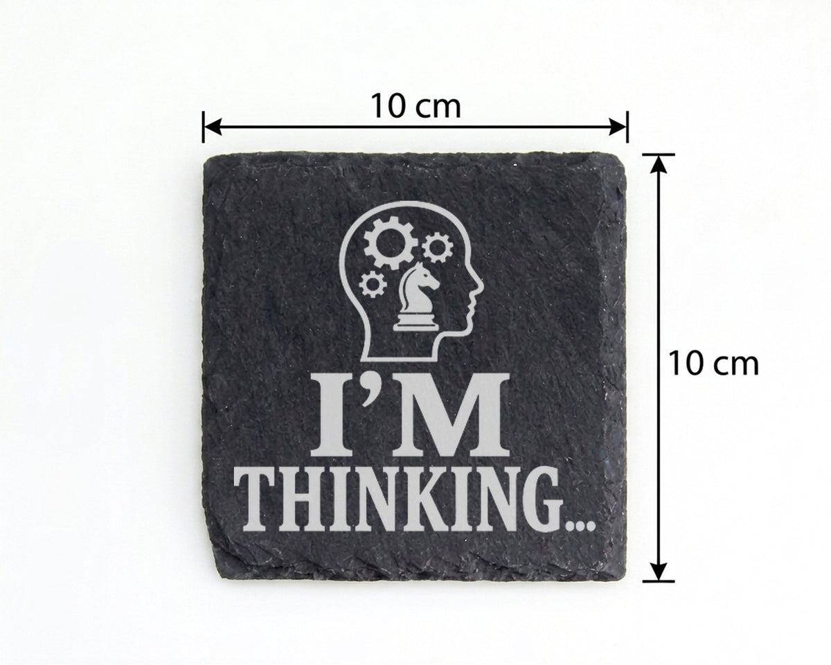 Schiefer Untersetzer Schach I'm Thinking - Geschenk für Schachspieler, – Bild 4