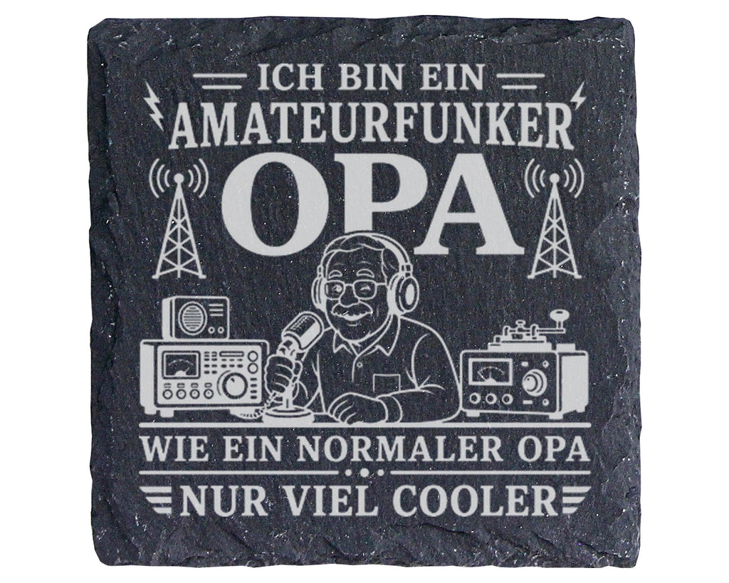 Schiefer Untersetzer Amateurfunker Opa wie ein normaler nur viel coole – Bild 1
