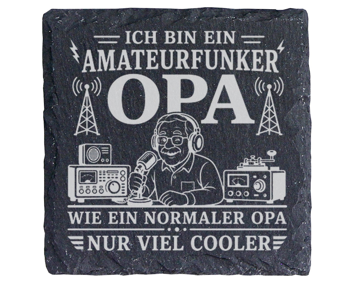 Schiefer Untersetzer Amateurfunker Opa wie ein normaler nur viel coole – Bild 1