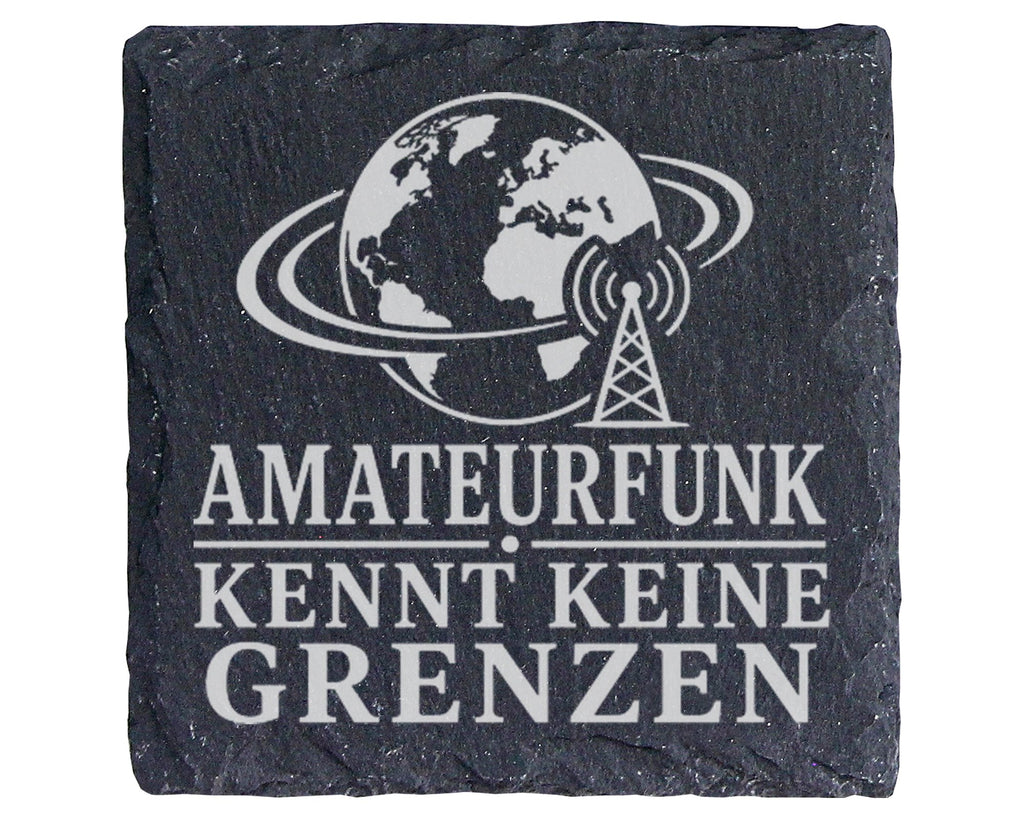 Schiefer Untersetzer Amateurfunk kennt keine Grenzen - Geschenk für Fu – Bild 1