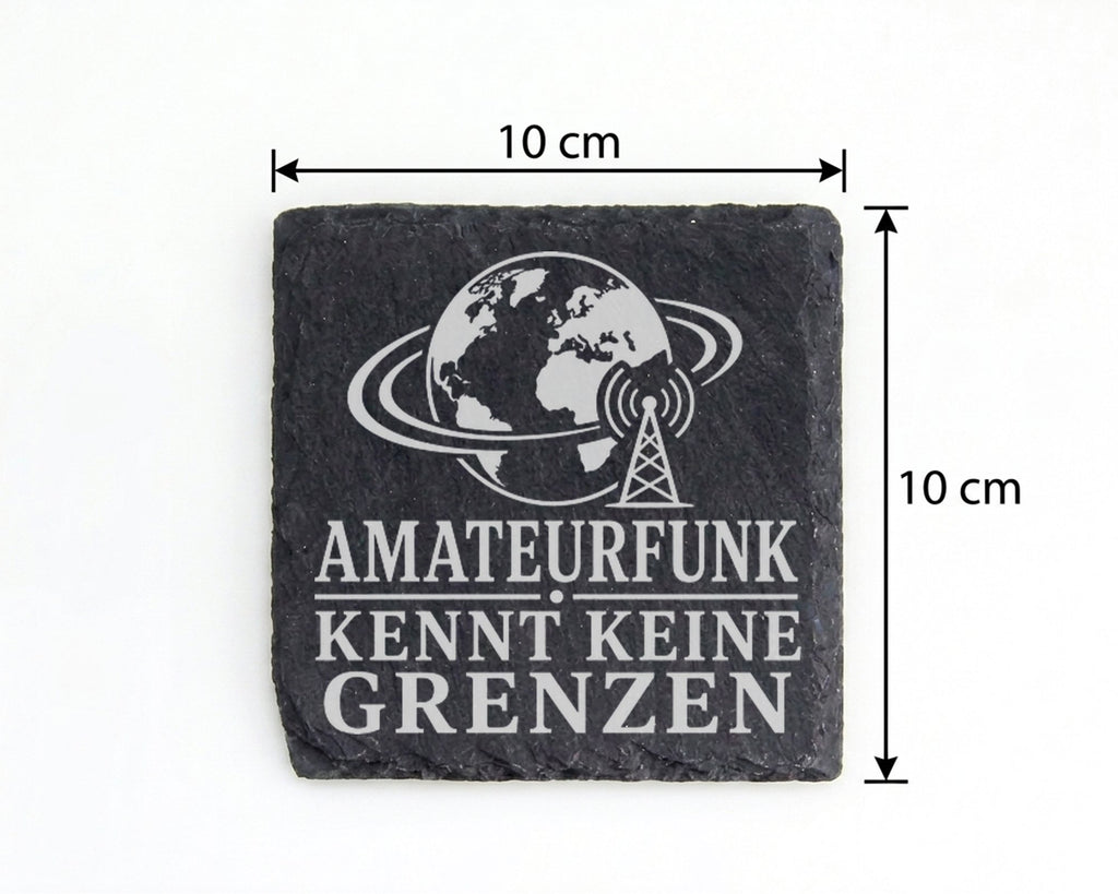 Schiefer Untersetzer Amateurfunk kennt keine Grenzen - Geschenk für Fu – Bild 4