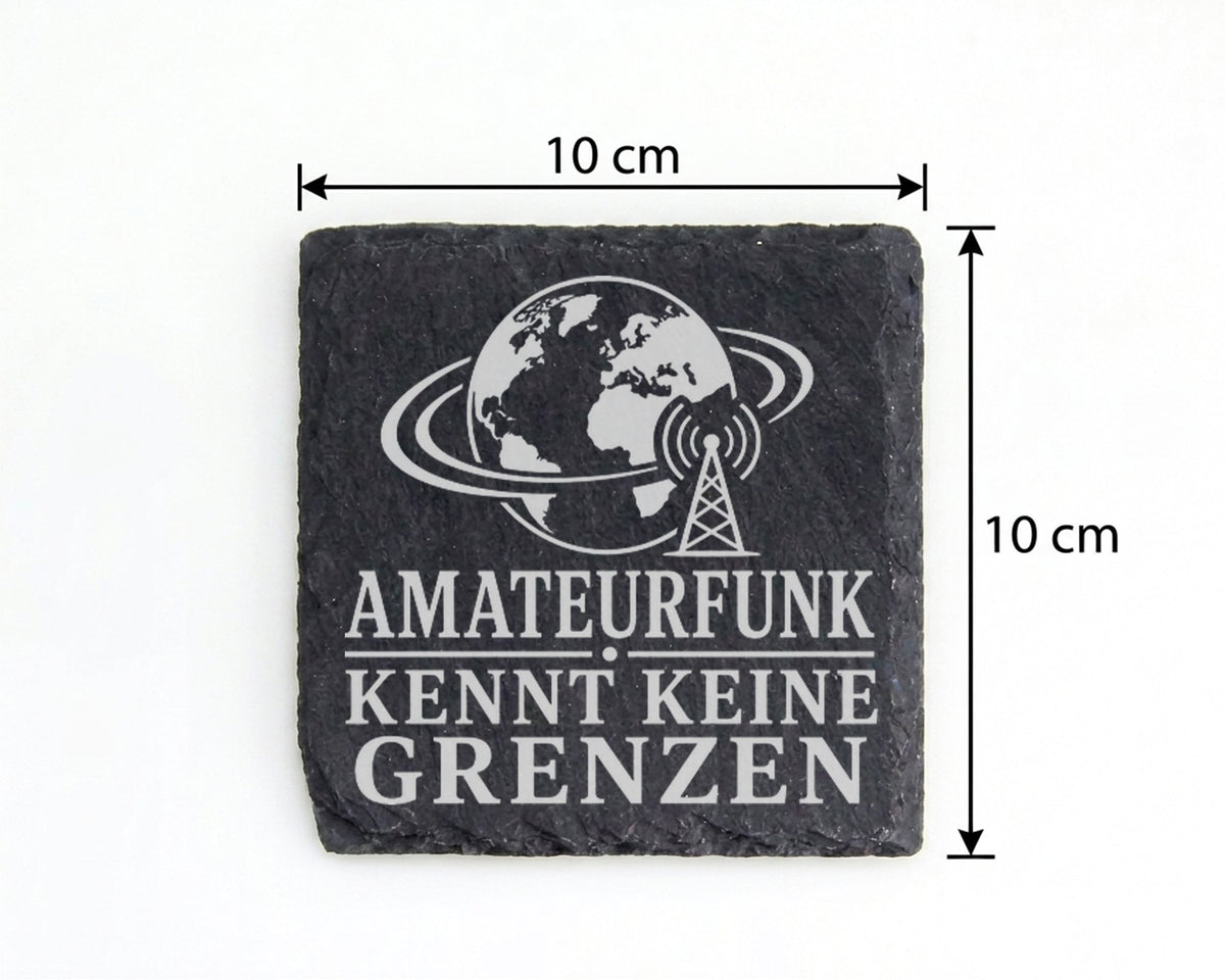 Schiefer Untersetzer Amateurfunk kennt keine Grenzen - Geschenk für Fu – Bild 4