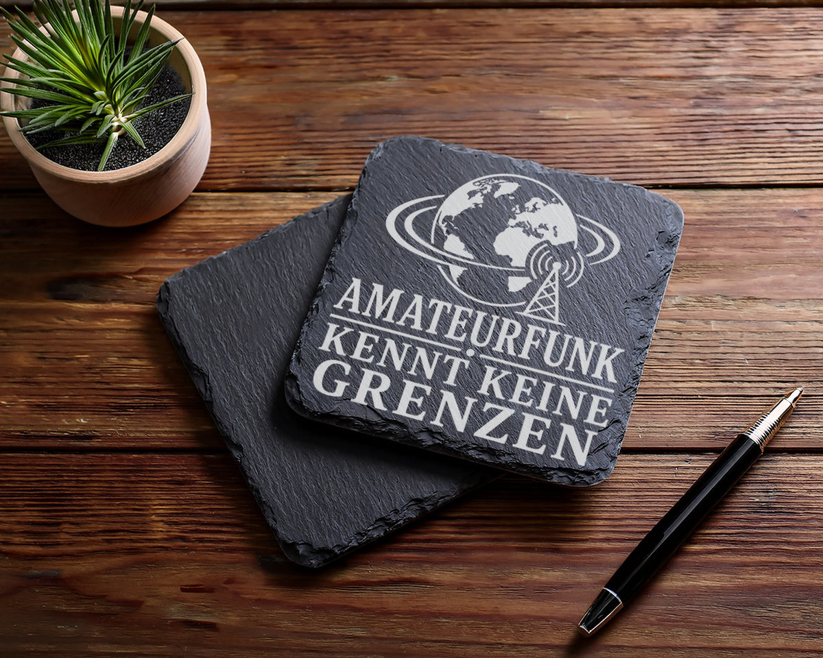 Schiefer Untersetzer Amateurfunk kennt keine Grenzen - Geschenk für Fu – Bild 5