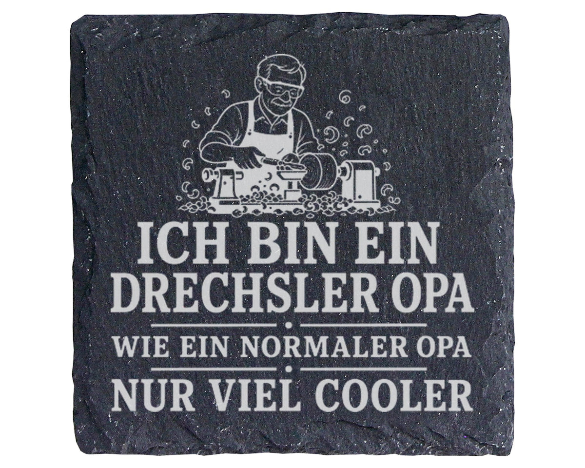 Schiefer Untersetzer Drechsler Opa wie ein normaler nur viel cooler -  – Bild 1