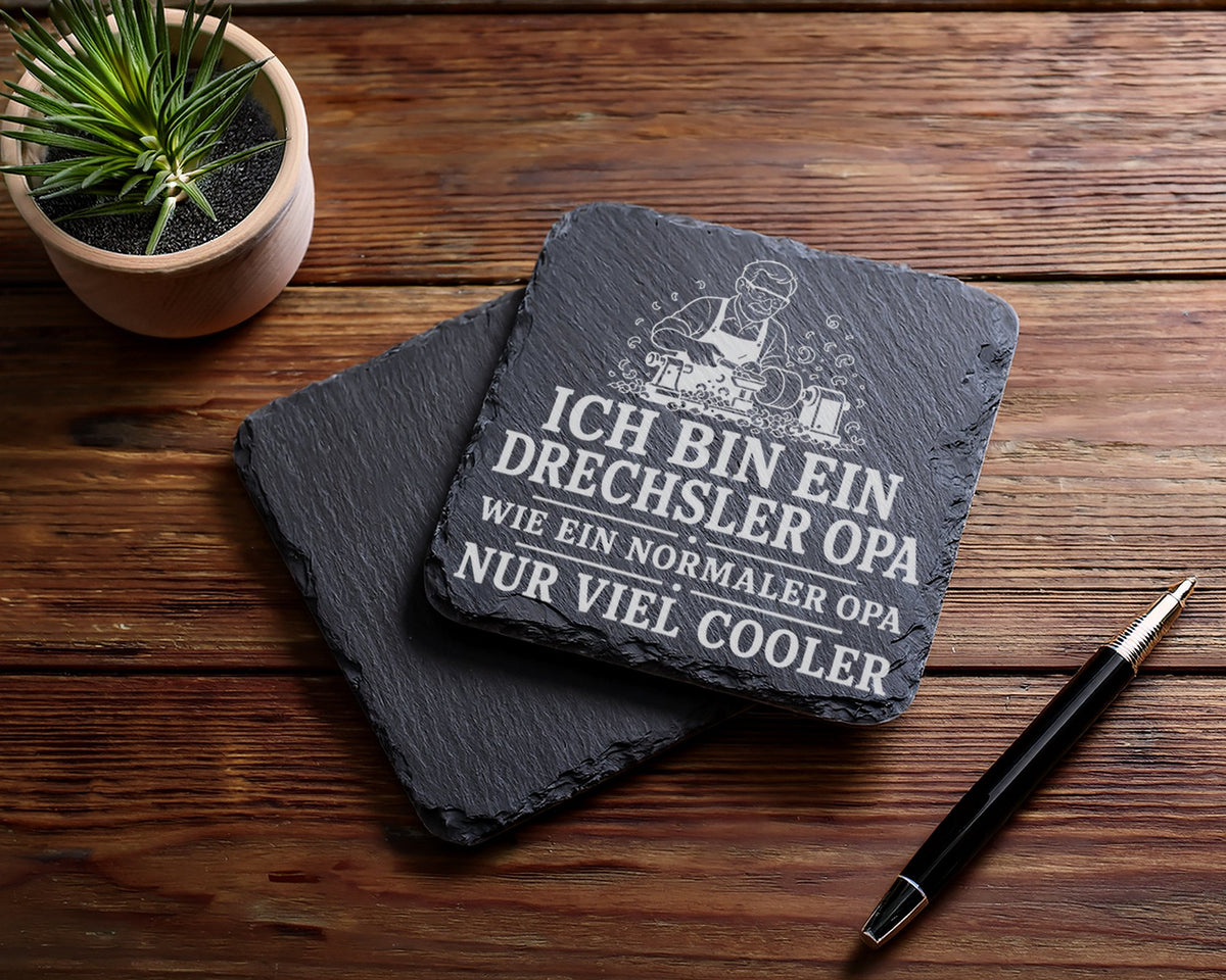 Schiefer Untersetzer Drechsler Opa wie ein normaler nur viel cooler -  – Bild 5