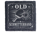 Schiefer Untersetzer Tischtennis Old Schmetterhand - Lustiges Geschenk – Bild 1