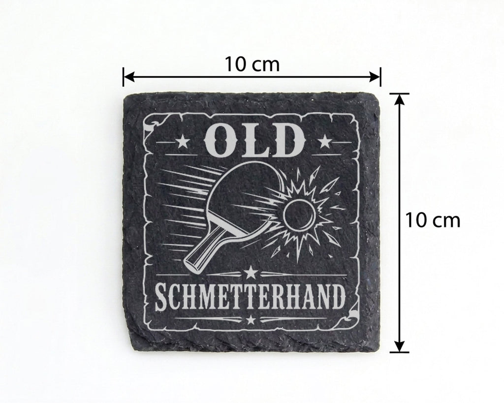 Schiefer Untersetzer Tischtennis Old Schmetterhand - Lustiges Geschenk – Bild 4